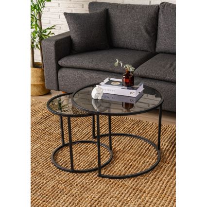 SET 2x Couchtisch TOKYO d 42/60 cm schwarz