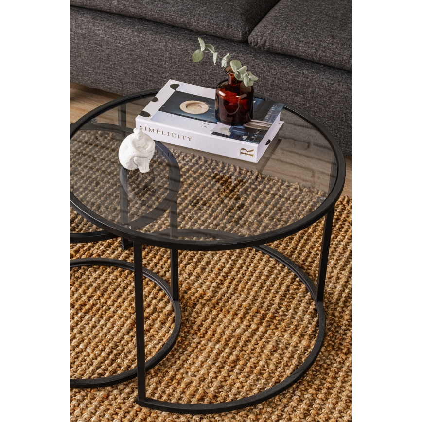 SET 2x Couchtisch TOKYO d 42/60 cm schwarz