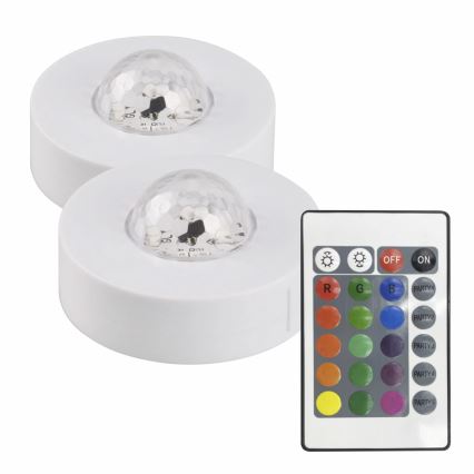 SET 2x Dimmbare, dekorative LED-RGB-Leuchte FESTA 3xAAA/4,5V + Fernbedienung
