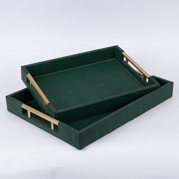 SET 2x Dekoratives Tablett 40x30/34x24 cm grün