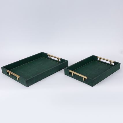 SET 2x Dekoratives Tablett 40x30/34x24 cm grün