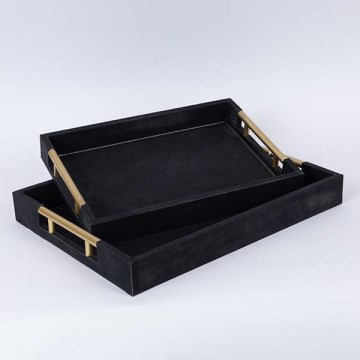 SET 2x Dekoratives Tablett 40x30/34x24 cm schwarz