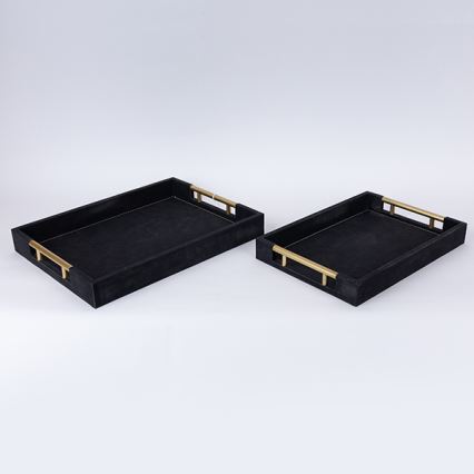 SET 2x Dekoratives Tablett 40x30/34x24 cm schwarz