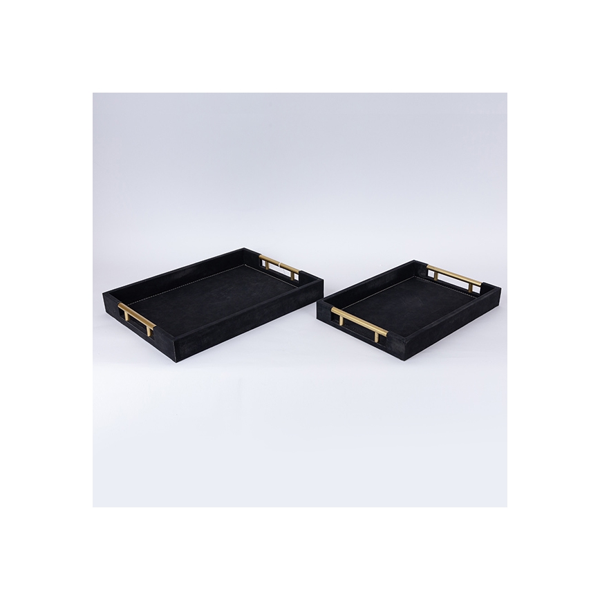 SET 2x Dekoratives Tablett 40x30/34x24 cm schwarz