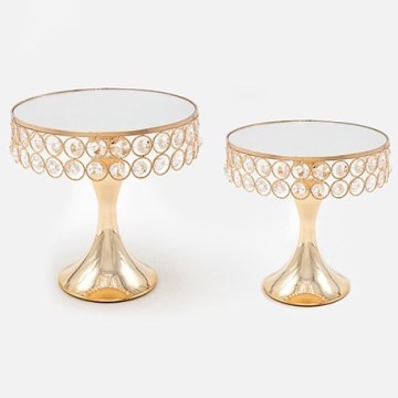 SET 2x Dekoratives Tablett d 20/25 cm golden