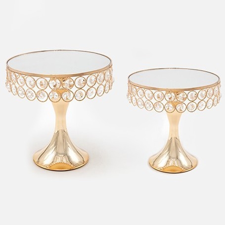 SET 2x Dekoratives Tablett d 20/25 cm golden