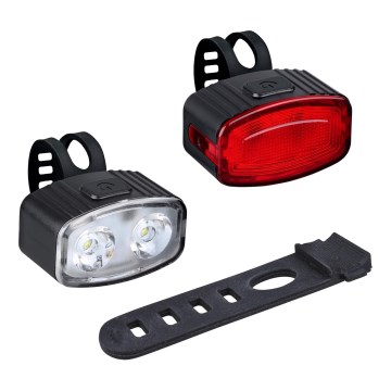 SET 2x Dimm- und aufladbare LED-Fahrradleuchte 350mAh IP44 rot/weiß