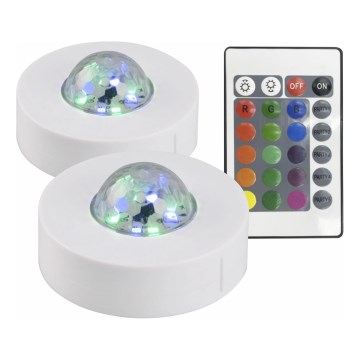 SET 2x Dimmbare, dekorative LED-RGB-Leuchte FESTA 3xAAA/4,5V + Fernbedienung