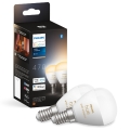 SET 2x Dimmbare LED-Glühbirne Philips Hue WHITE AMBIANCE P45 E14/5,1W/230V 2200-6500K