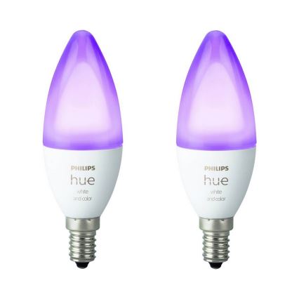 SET 2x dimmbare LED Glühbirne Philips Hue WHITE AND COLOR  AMBIANCE B39 E14/5,3W/230V 2200K - 6500K
