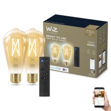SET 2x Dimmbare LED-Glühbirne ST64 E27/7W/230V 2000-5000K CRI 90 Wi-Fi + Fernbedienung - WiZ