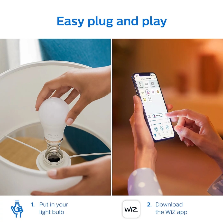 SET 2x Dimmbare LED-Lampe Philips A60 E27/8W/230V Wi-Fi