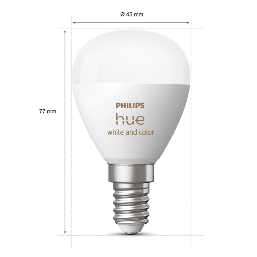 SET 2x Dimmbare LED-RGBW-Glühbirne Philips Hue White And Color Ambiance P45 E14/5,1W/230V 2000-6500K