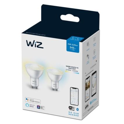 SET 2x Dimmbares LED-Leuchtmittel PAR16 GU10/4,7W/230V 2700-6500K CRI 90 Wi-Fi - WiZ