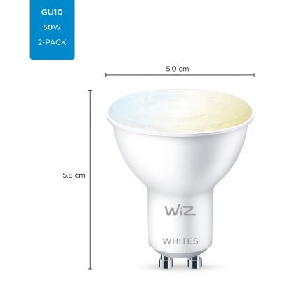 SET 2x Dimmbares LED-Leuchtmittel PAR16 GU10/4,7W/230V 2700-6500K CRI 90 Wi-Fi - WiZ