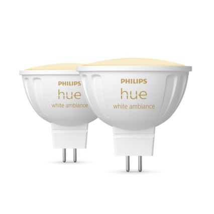 SET 2x Dimmbares LED-Leuchtmittel Philips Hue White Ambiance GU5,3/MR16/5,1W/12V 2200-6500K