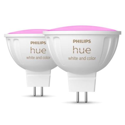 SET 2x Dimmbares LED-RGBW-Leuchtmittel Philips Hue White And Color Ambiance GU5,3/MR16/6,3W/12V 2000-6500K