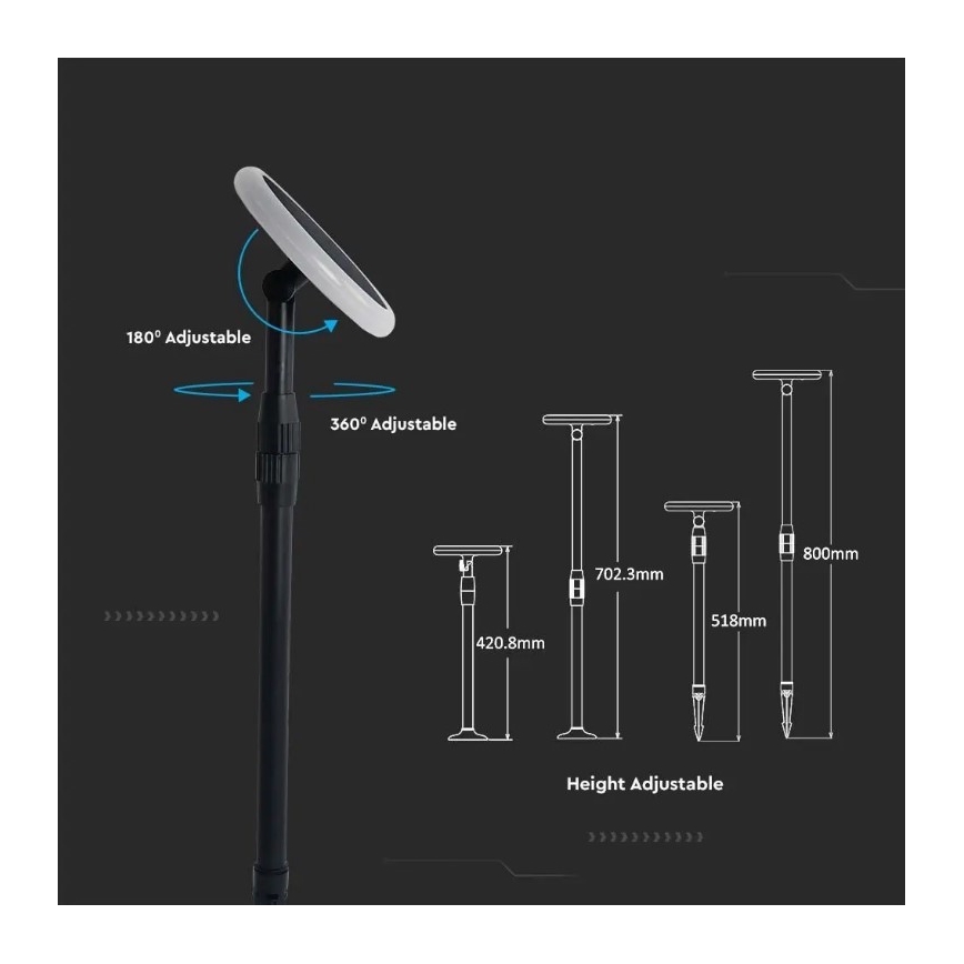 SET 2x Einstellbare LED-Solarleuchte GARDEN LED/3W/5V 42-80 cm 3000K IP65 1000 mAh