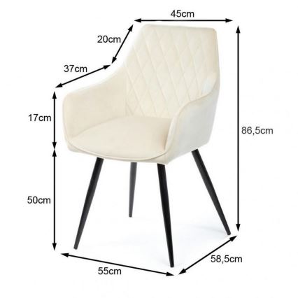 SET 2x Esszimmerstuhl SAMETTI cremefarben
