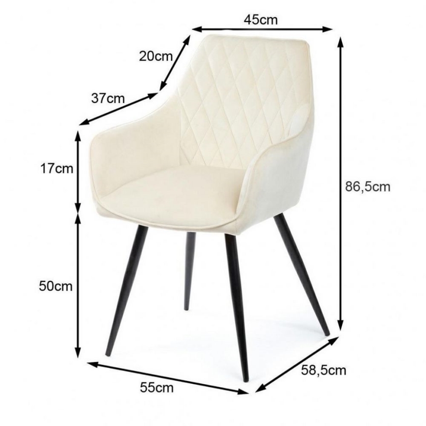 SET 2x Esszimmerstuhl SAMETTI cremefarben