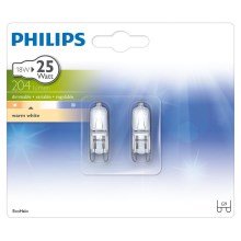 SET 2x Hochleistungsglühlampe Philips ECOHALO G9/18W/230V 2800K