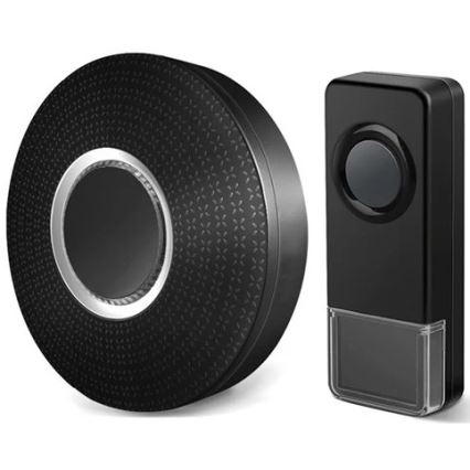 SET 2x Kabellose Steckdosen-Türklingel 230V 1xA23 IP55 schwarz