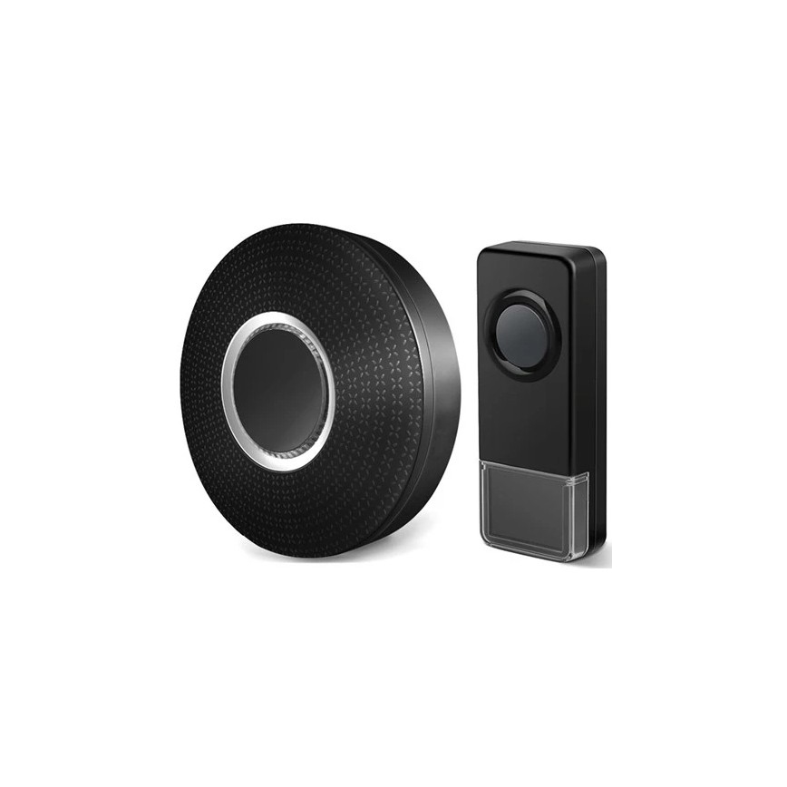 SET 2x Kabellose Steckdosen-Türklingel 230V 1xA23 IP55 schwarz