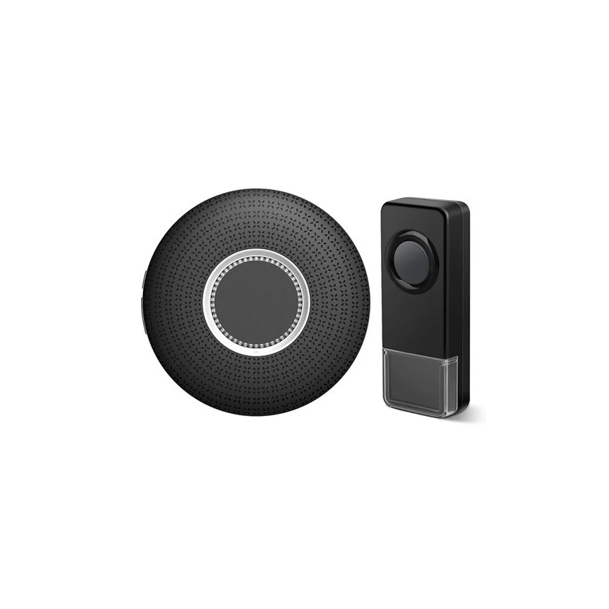 SET 2x Kabellose Steckdosen-Türklingel 230V 1xA23 IP55 schwarz