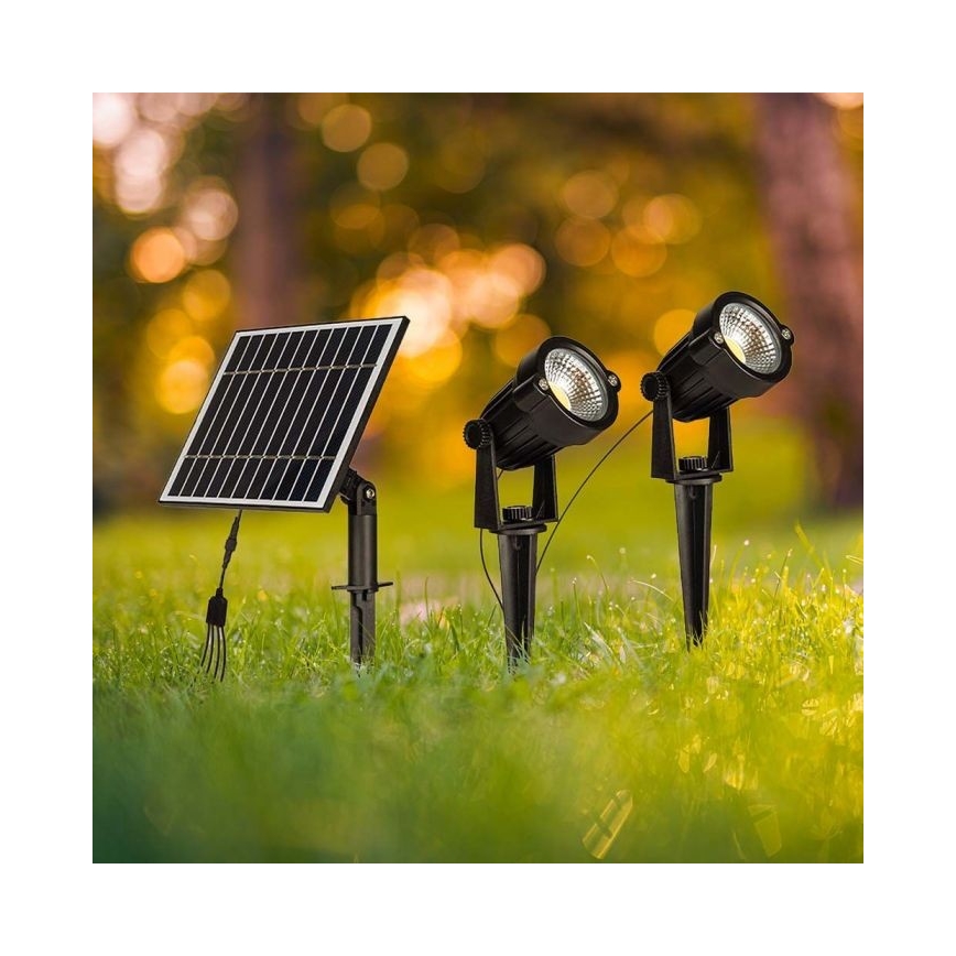 SET 2x LED Außen-Solarleuchte 2xLED/1,2W/3,7V IP65 3000K 4000 mAh