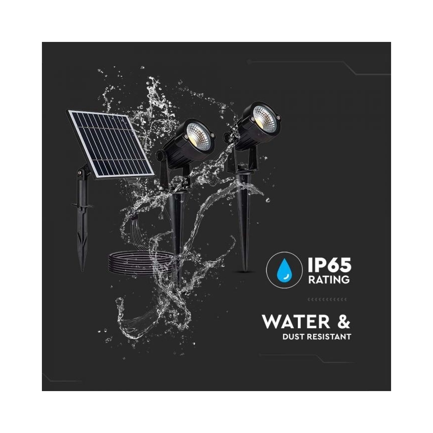 SET 2x LED Außen-Solarleuchte 2xLED/1,2W/3,7V IP65 3000K 4000 mAh