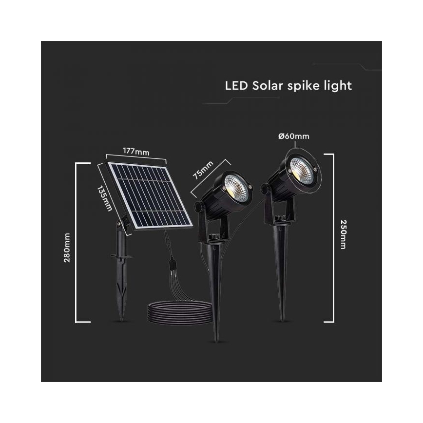 SET 2x LED Außen-Solarleuchte 2xLED/1,2W/3,7V IP65 3000K 4000 mAh