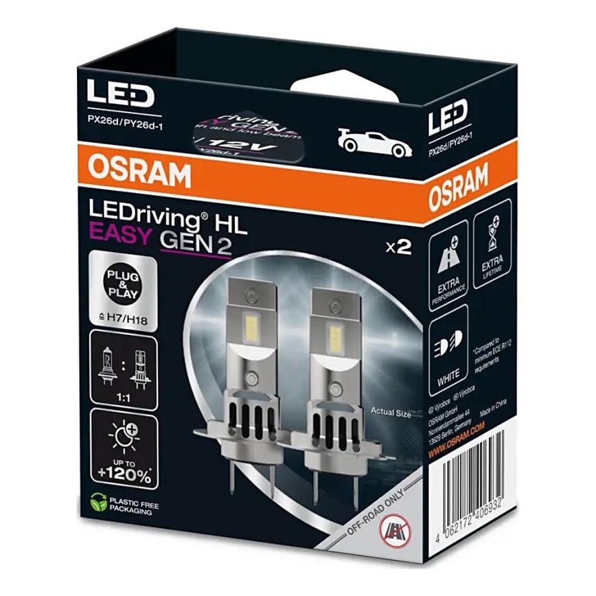 SET 2x LED Auto-Glühbirne EASY GEN H7 PX26d/16W/12V 6500K - Osram