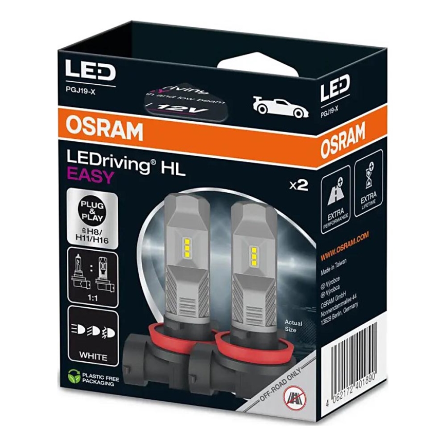 SET 2x LED-Auto-Lampe H8/H11/H16 PGJ19-X/8,2W/12V 6000K - Osram
