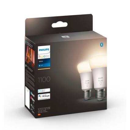 SET 2x LED dimmbare Glühbirne Philips Hue WHITE E27/9,5W/230V 2700K