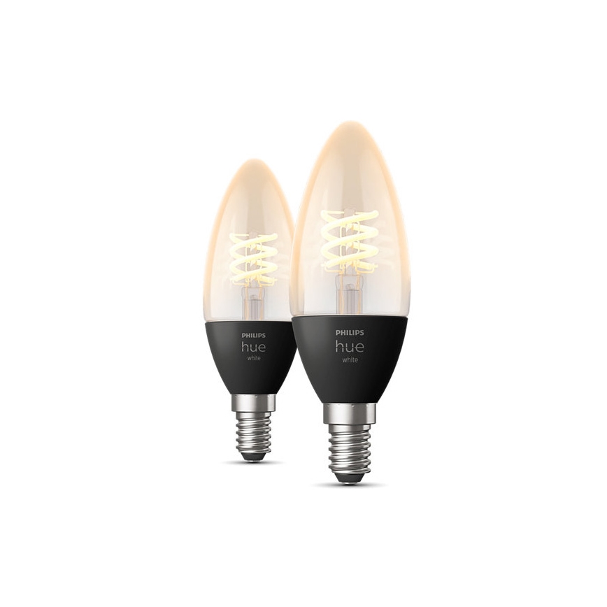 SET 2x LED dimmbare Glühbirne Philips Hue WHITE FILAMENT E14/4,5W/230V 2100K