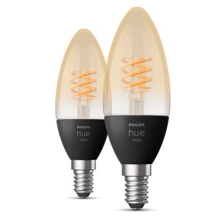 SET 2x LED dimmbare Glühbirne Philips Hue WHITE FILAMENT E14/4,5W/230V 2100K