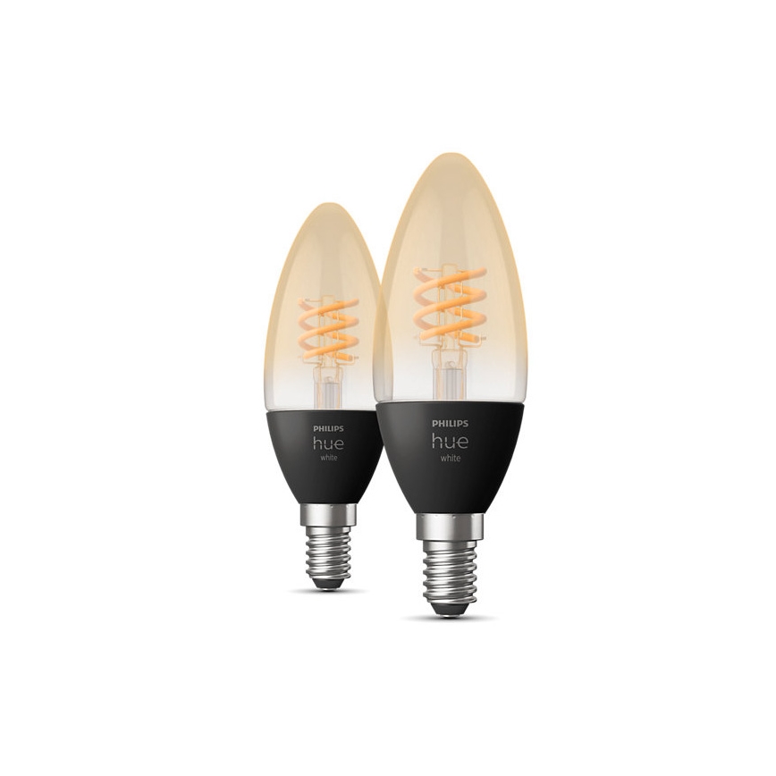 SET 2x LED dimmbare Glühbirne Philips Hue WHITE FILAMENT E14/4,5W/230V 2100K