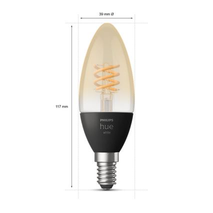 SET 2x LED dimmbare Glühbirne Philips Hue WHITE FILAMENT E14/4,5W/230V 2100K