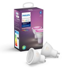 SET 2x LED Dimmbare Glühbirne Philips WHITE AND COLOR AMBIANCE GU10/4,3W/230V 2000-6500K