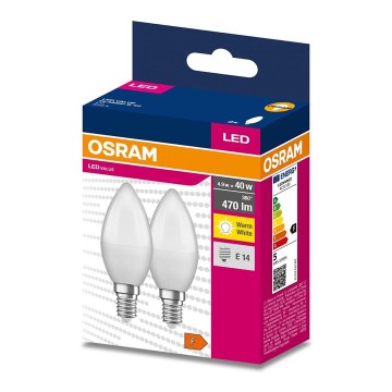 SET 2x LED-Glühbirne B35 E14/4,9W/230V 3000K - Osram