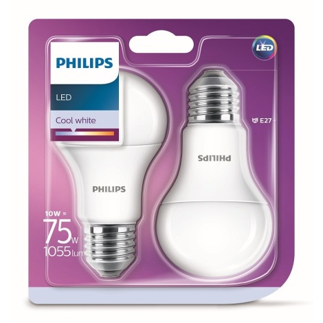 SET 2x LED Glühbirne Philips A60 E27/10W/230V 4000K