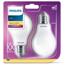 SET 2x LED-Glühbirne Philips E27/10,5W/230V 2700K