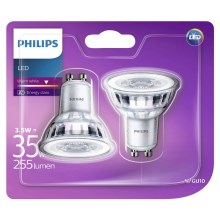 SET 2x LED Glühbirne Philips GU10/3,5W/230V 2700K
