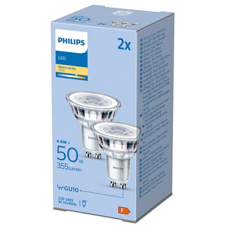 SET 2x LED Glühbirne Philips GU10/4,6W/230V 2700K