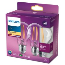 SET 2x LED-Glühbirne VINTAGE Philips E27/7W/230V 2700K