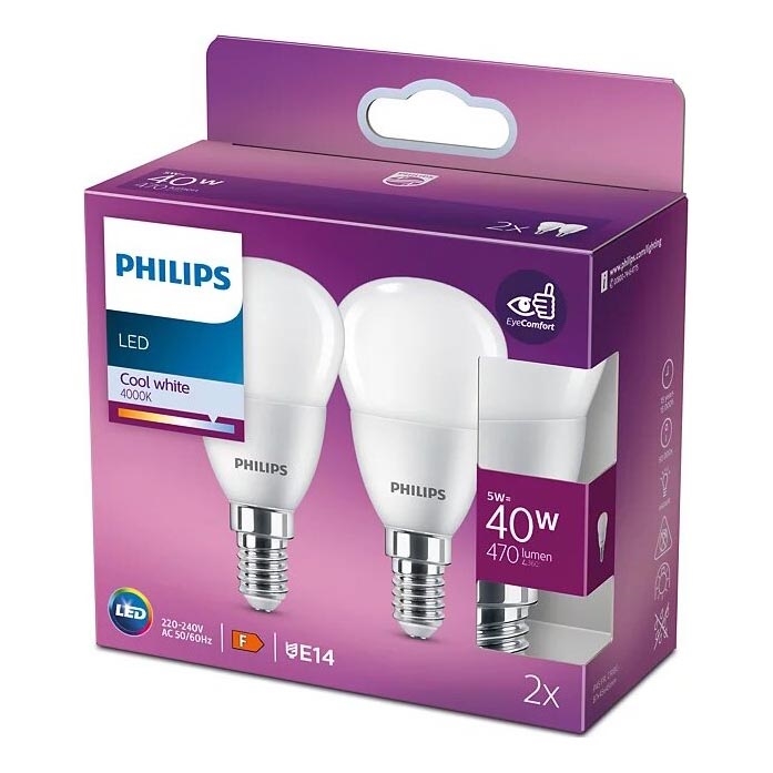 SET 2x LED-Glühlampe Philips P45 E14/5W/230V 4000K