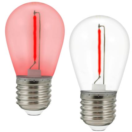 SET 2x LED-Glühbirne PARTY E27/0,3W/36V rot