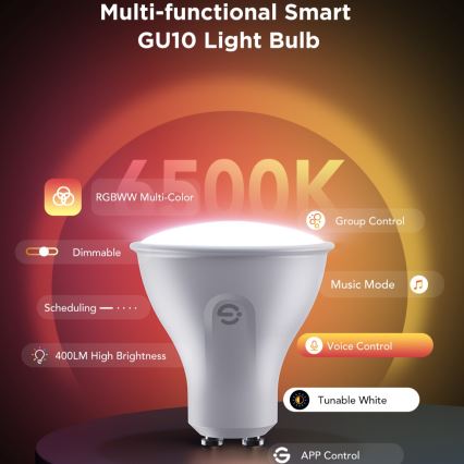 SET 2x LED RGBWW Dimmbares Leuchtmittel GU10/4,8W/230V 2700-6500K Wi-Fi - Govee