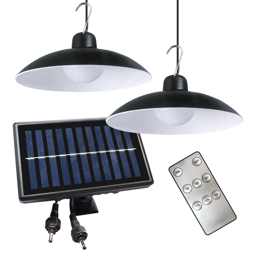 SET 2x LED Solar-Pendelleuchte mit Dämmerungssensor LED/6W/3,7V 2000 mAh IP44 + Fernbedienung