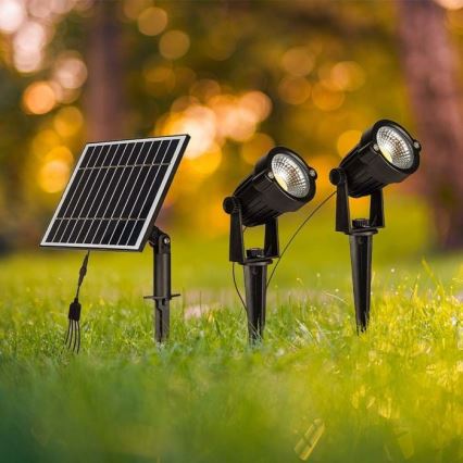 SET 2x LED-Solarleuchte für den Außenbereich 2xLED/1,2W/3,7V IP65 3000K 4000 mAh